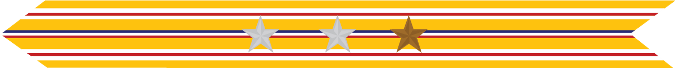 United States Marine Corps Asiatic-Pacific Campaign Streamer with 2 silver stars & 1 bronze star
