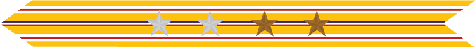 United States Marine Corps Asiatic-Pacific Campaign Streamer with 2 silver stars & 2 bronze stars