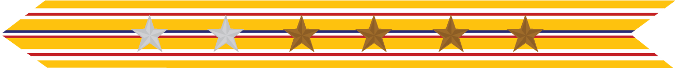 United States Marine Corps Asiatic-Pacific Campaign Streamer with 2 silver stars & 4 bronze stars