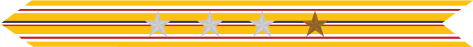 United States Marine Corps Asiatic-Pacific Campaign Streamer with 3 silver stars & 1 bronze star