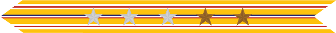 United States Marine Corps Asiatic-Pacific Campaign Streamer with 3 silver stars & 2 bronze stars