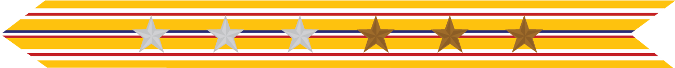 United States Marine Corps Asiatic-Pacific Campaign Streamer with 3 silver stars & 3 bronze stars