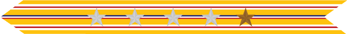 United States Marine Corps Asiatic-Pacific Campaign Streamer with 4 silver stars & 1 bronze star
