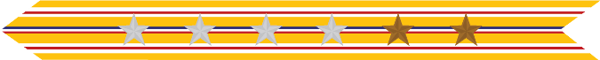 United States Marine Corps Asiatic-Pacific Campaign Streamer with 4 silver stars & 2 bronze stars