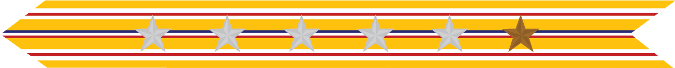 United States Marine Corps Asiatic-Pacific Campaign Streamer with 5 silver stars & 1 bronze star