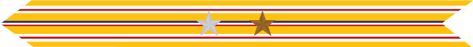 United States Marine Corps Asiatic-Pacific Campaign Streamer with 1 silver star & 1 bronze star