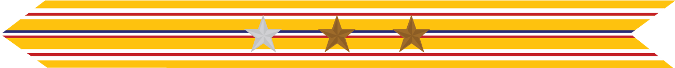 United States Marine Corps Asiatic-Pacific Campaign Streamer with 1 silver star & 2 bronze stars
