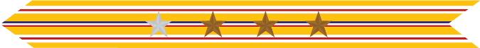 United States Marine Corps Asiatic-Pacific Campaign Streamer with 1 silver star & 3 bronze stars
