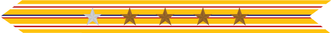 United States Marine Corps Asiatic-Pacific Campaign Streamer with 1 silver star & 4 bronze stars