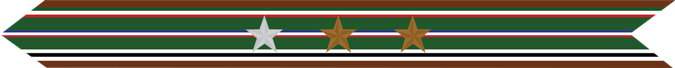 United States Marine Corps European-African-Middle Eastern Campaign Streamer with 1 silver star & 2 bronze stars United States Marine Corps European-African-Middle Eastern Campaign Streamer with 1 silver star & 2 bronze stars