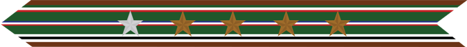 United States Marine Corps European-African-Middle Eastern Campaign Streamer with 1 silver star & 4 bronze stars