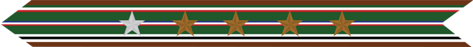 United States Marine Corps European-African-Middle Eastern Campaign Streamer with 1 silver star & 4 bronze stars United States Marine Corps European-African-Middle Eastern Campaign Streamer with 1 silver star & 4 bronze stars