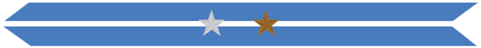 United States Marine Corps Korean Service Campaign Streamer with 1 silver star & 1 bronze Star
