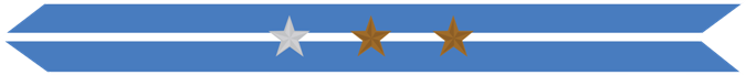 United States Marine Corps Korean Service Campaign Streamer with 1 silver star & 2 bronze Stars