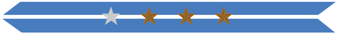United States Marine Corps Korean Service Campaign Streamer with 1 silver star & 3 bronze Stars