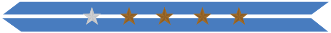 United States Marine Corps Korean Service Campaign Streamer with 1 silver star & 4 bronze Stars