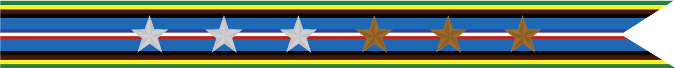 United States Navy Armed Forces Expeditionary Campaign Streamer With 3 Silver Stars & 3 Bronze Stars