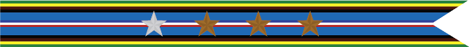 United States Navy Armed Forces Expeditionary Campaign Streamer With 1 Silver Star & 3 Bronze Stars