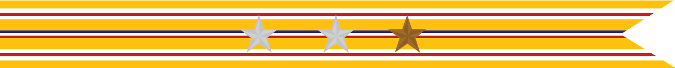 United States Navy Asiatic-Pacific Campaign Streamer with with 2 Silver Stars & 1 Bronze Star