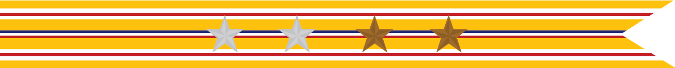 United States Navy Asiatic-Pacific Campaign Streamer with with 2 Silver Stars & 2 Bronze Stars