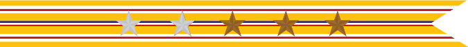 United States Navy Asiatic-Pacific Campaign Streamer with 2 Silver Stars & 3 Bronze Stars