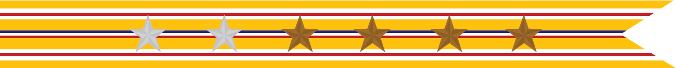 United States Navy Asiatic-Pacific Campaign Streamer with 2 Silver Stars & 4 Bronze Stars