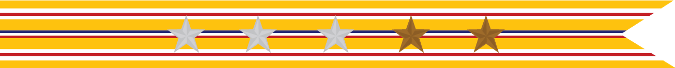 United States Navy Asiatic-Pacific Campaign Streamer with 3 Silver Stars & 2 Bronze Stars