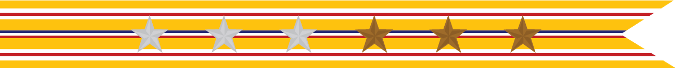 United States Navy Asiatic-Pacific Campaign Streamer with 3 Silver Stars & 3 Bronze Stars