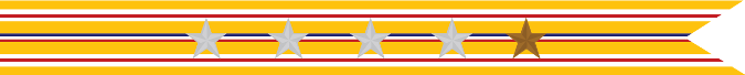 United States Navy Asiatic-Pacific Campaign Streamer with 4 Silver Stars & 1 Bronze Star
