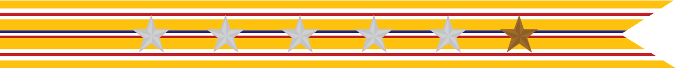 United States Navy Asiatic-Pacific Campaign Streamer with 5 Silver Stars & 1 Bronze Star