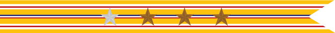 United States Navy Asiatic-Pacific Campaign Streamer with 1 Silver Star & 3 Bronze Stars