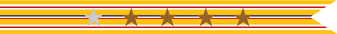 United States Navy Asiatic-Pacific Campaign Streamer with 1 Silver Star & 4 Bronze Stars