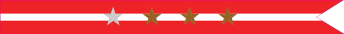United States Navy Revolutionary War Campaign Streamer with 1 Silver Star & 3 Bronze Stars