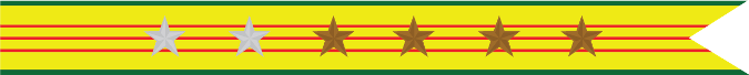 United States Navy Vietnam Service Campaign Streamer With 2 Silver Stars & 4 Bronze Stars